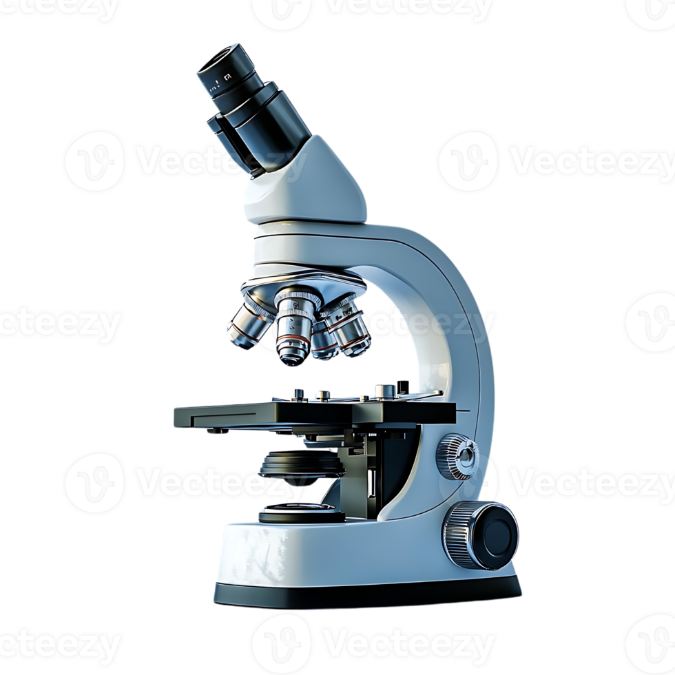 A Modern Microscope with a Transparent Background for Scientific Exploration and Discovery png