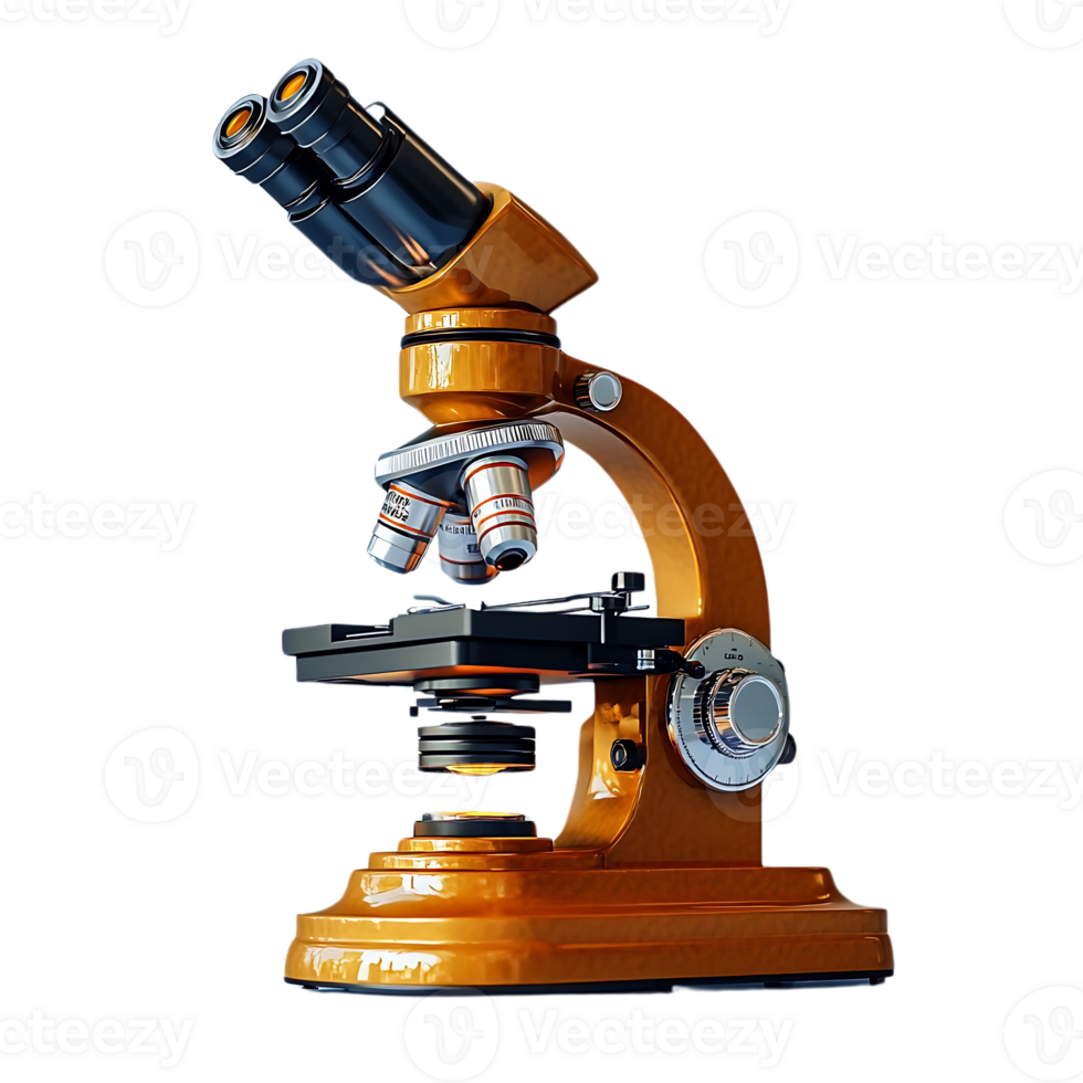 A Detailed Look at a Gold Microscope with a Transparent Background png