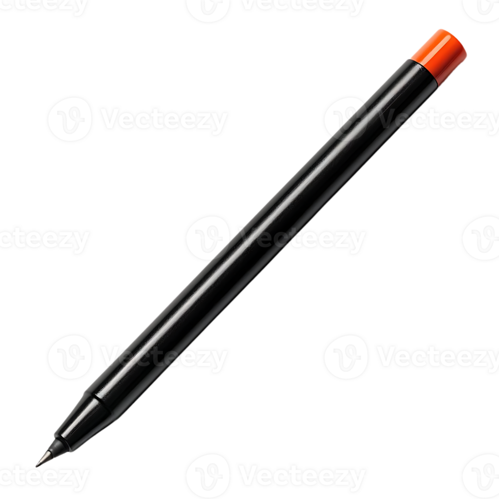 Black Pencil with Orange Top, Isolated on Transparent Background png