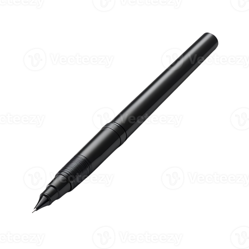 Black Pen Isolated on a Transparent Background, Writing Instrument with a Smooth Finish and a Classic Design png