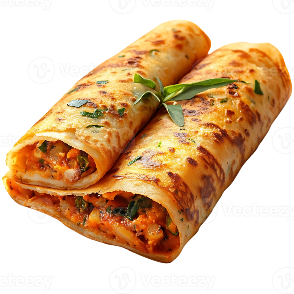 Deliciously Crispy Crepes Filled with Savory Potato and Veggie Filling with a Transparent Background png