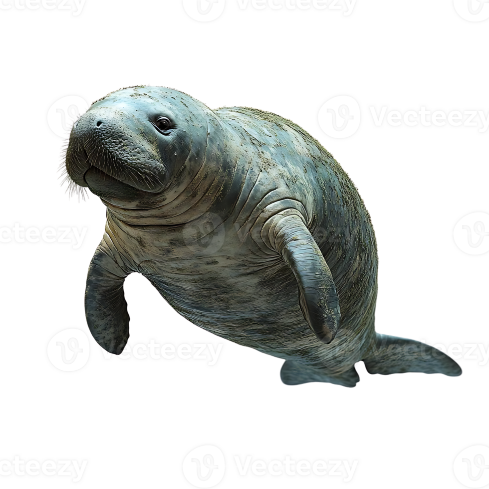 Manatee Swimming Upwards with Transparent Background png