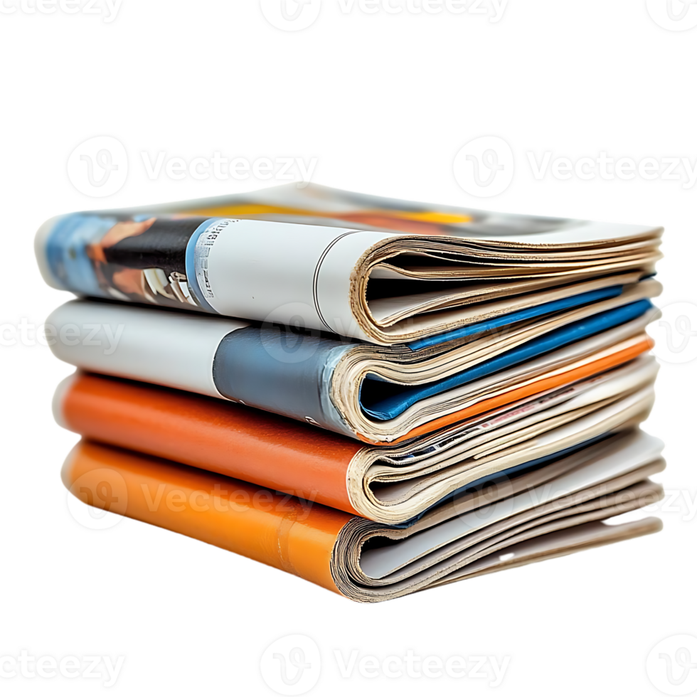 Stack of Magazines with Transparent Background, Layered Paperbacks with Clear Background png