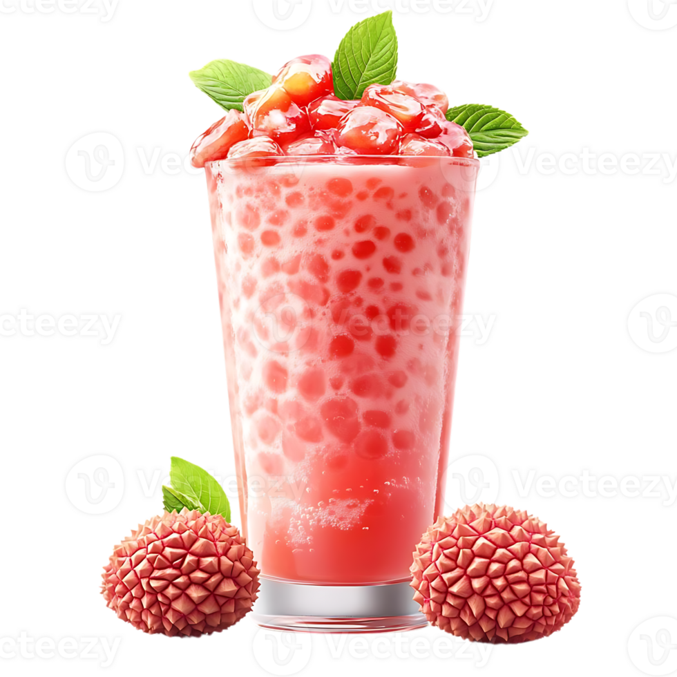 Refreshing Lychee Smoothie with Transparent Background, Perfect for Summer, Delicious and Refreshing Lychee Drink with a Clear Background png