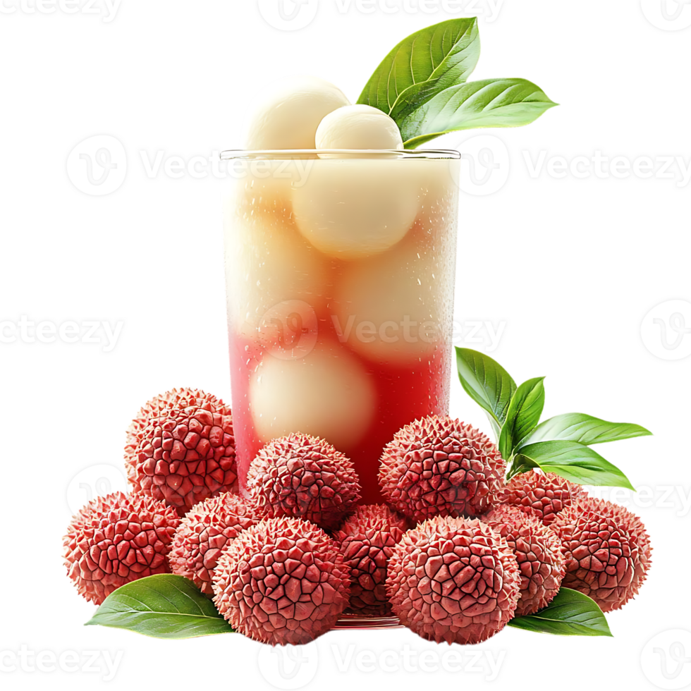Refreshing Lychee Drink with a Transparent Background, Perfect for Summer png