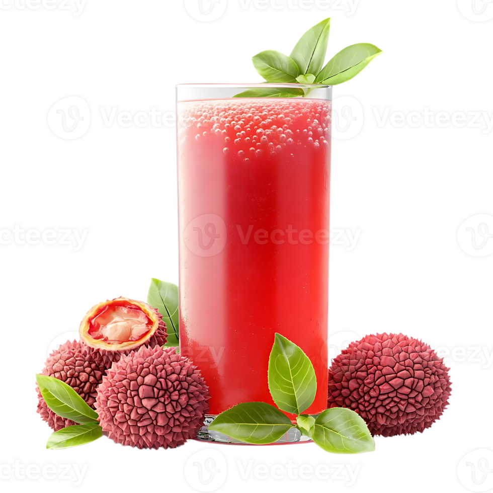 Refreshing Lychee Juice with a Transparent Background, Perfect for Summer Enjoyment png