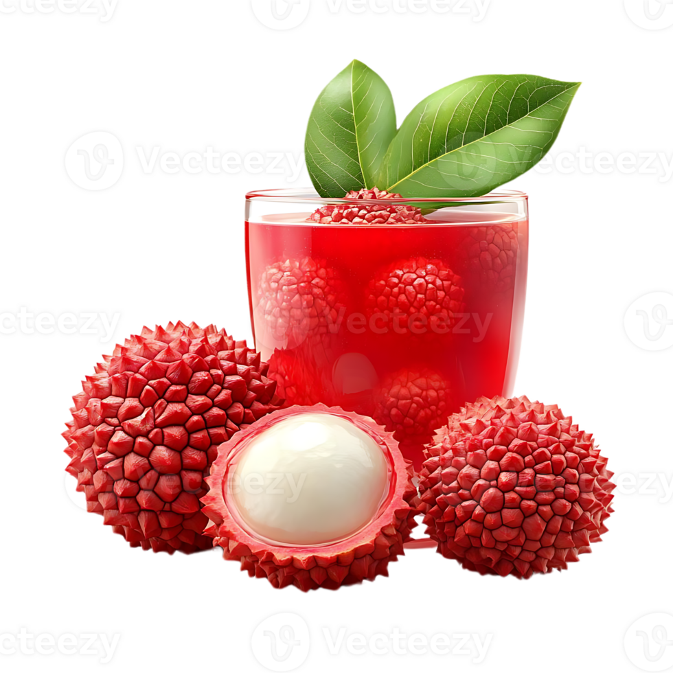 Refreshing Lychee Juice with a Transparent Background, Ideal for Summer Refreshment png