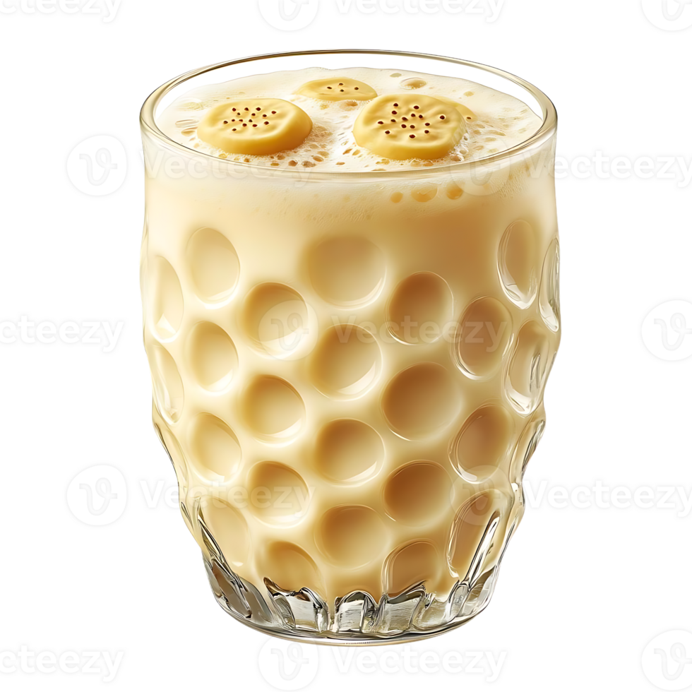 Creamy Banana Smoothie with a Transparent Background, Perfect for Summer png