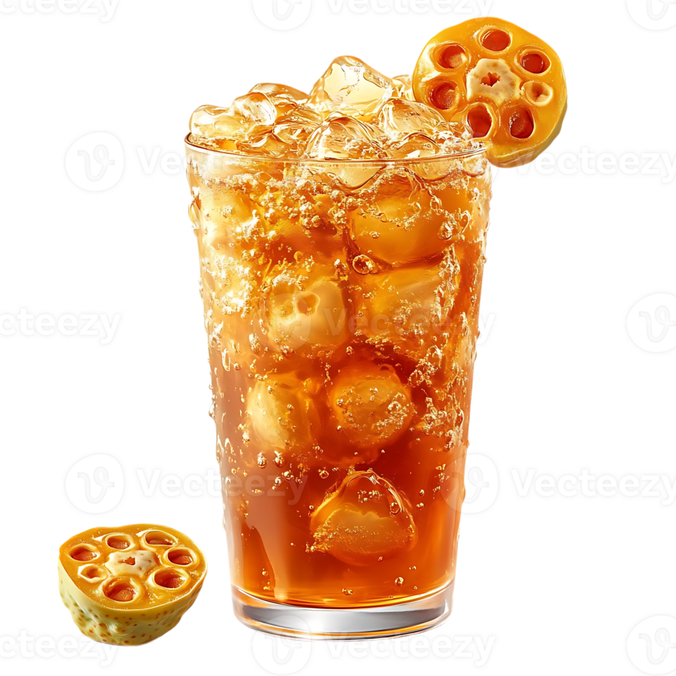 erfrischend vereist Lotus Wurzel Tee mit ein transparent Hintergrund png