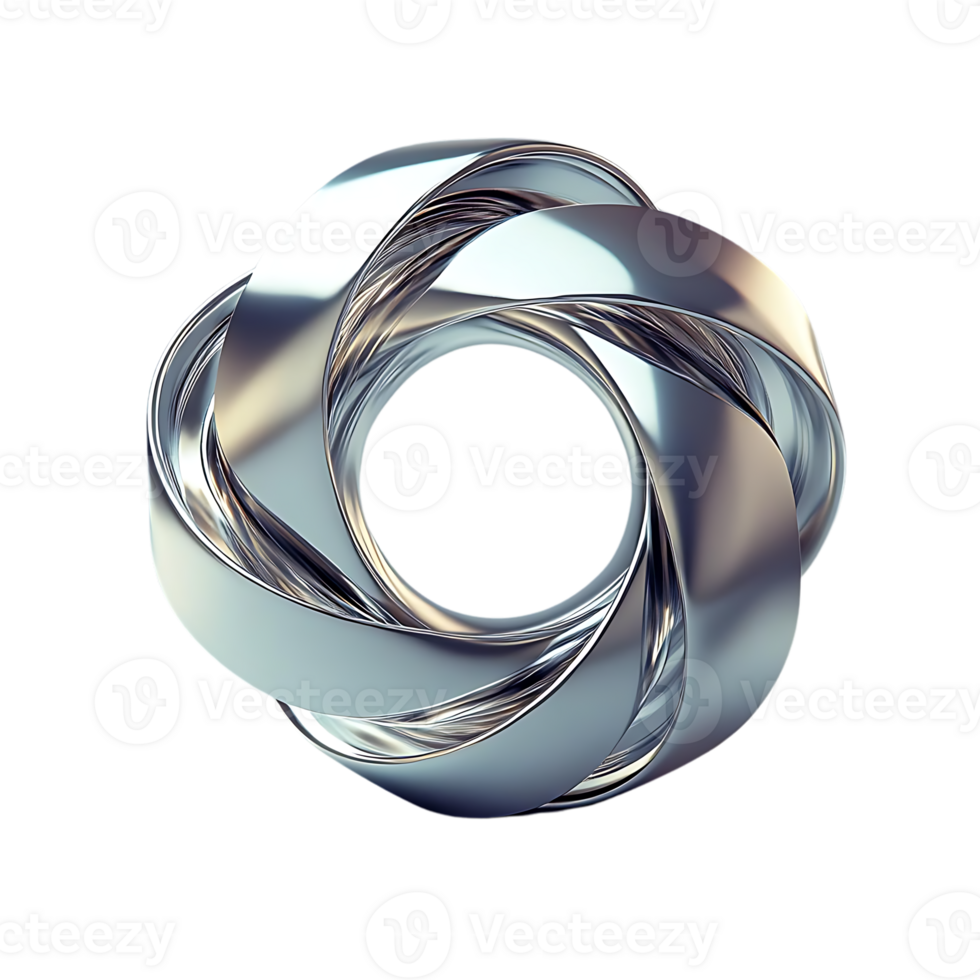 Intertwined Metallic Rings Forming a Circular Shape with a Transparent Background png