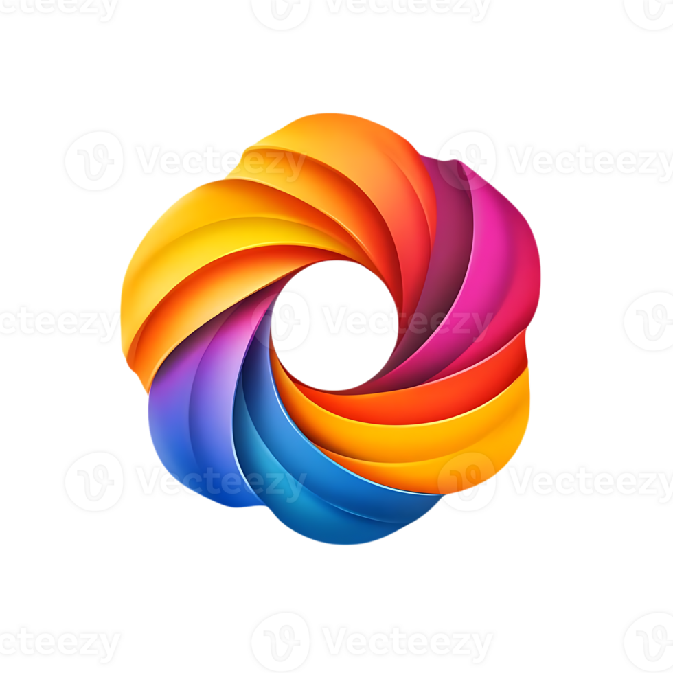Colorful Abstract Spiral Design with Transparent Background png