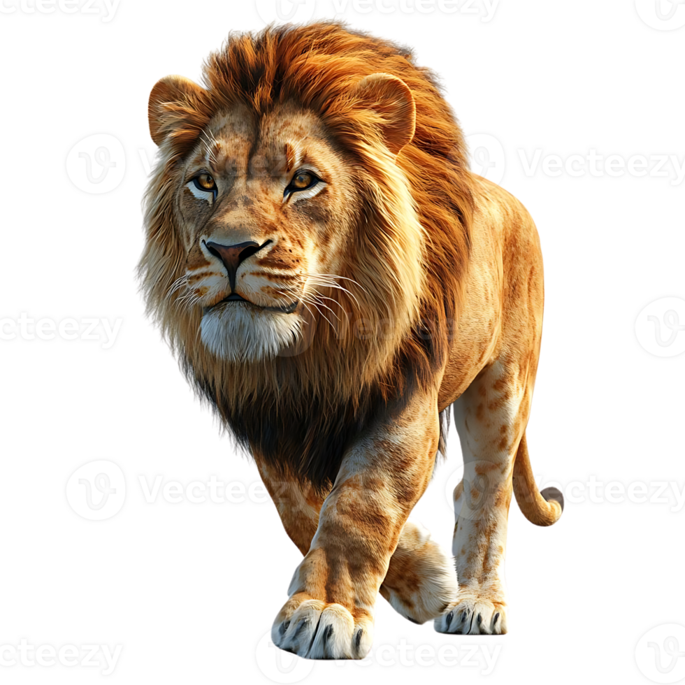 Majestic Lion Walking with a Transparent Background, a Proud King of the Jungle with a Powerful Presence png