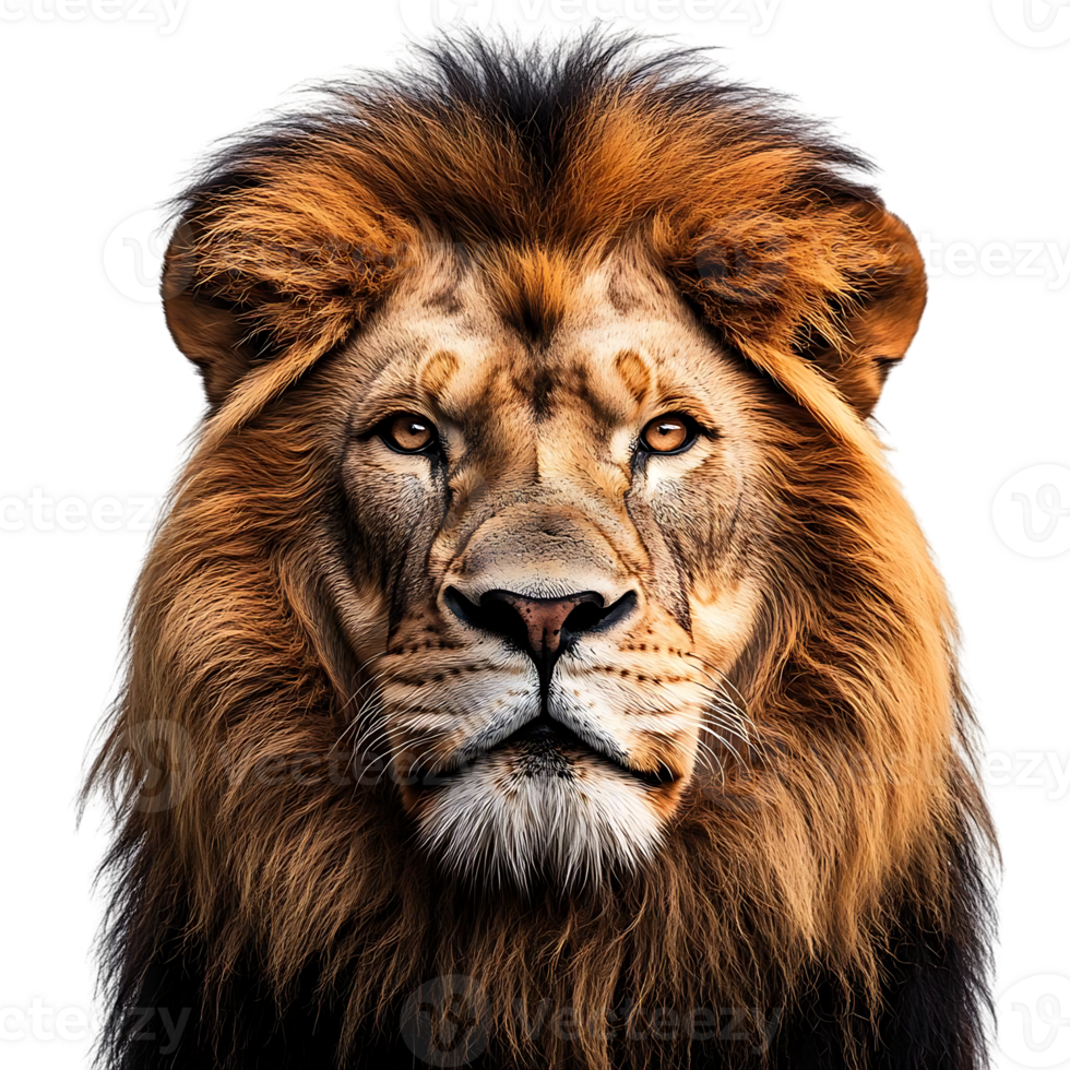 Majestic Lion with Transparent Background, a Powerful Symbol of Strength and Royalty. png