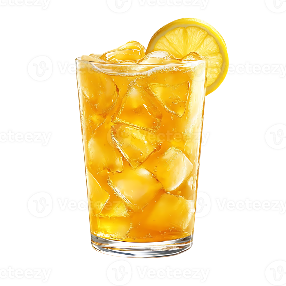 Refreshing Iced Tea with Lemon and Ice, Perfect for a Summer Day, Transparent Background png