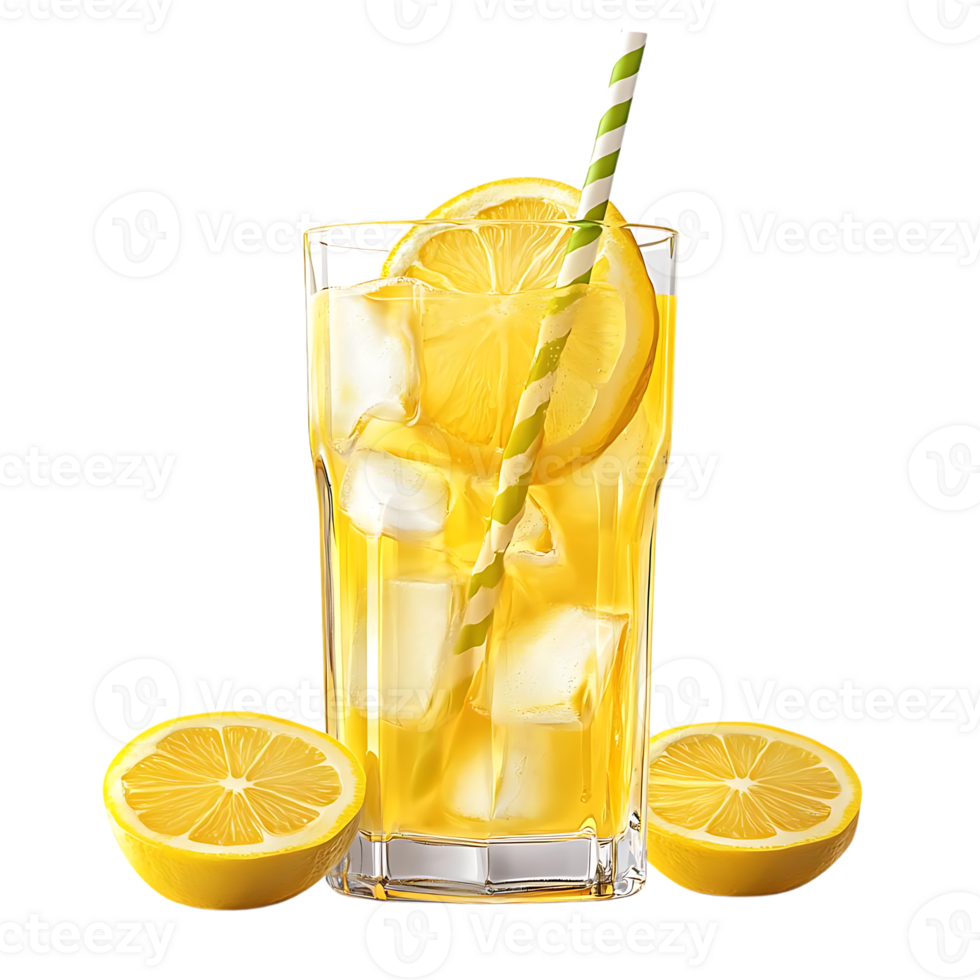 Refreshing Iced Lemon Tea with Transparent Background png