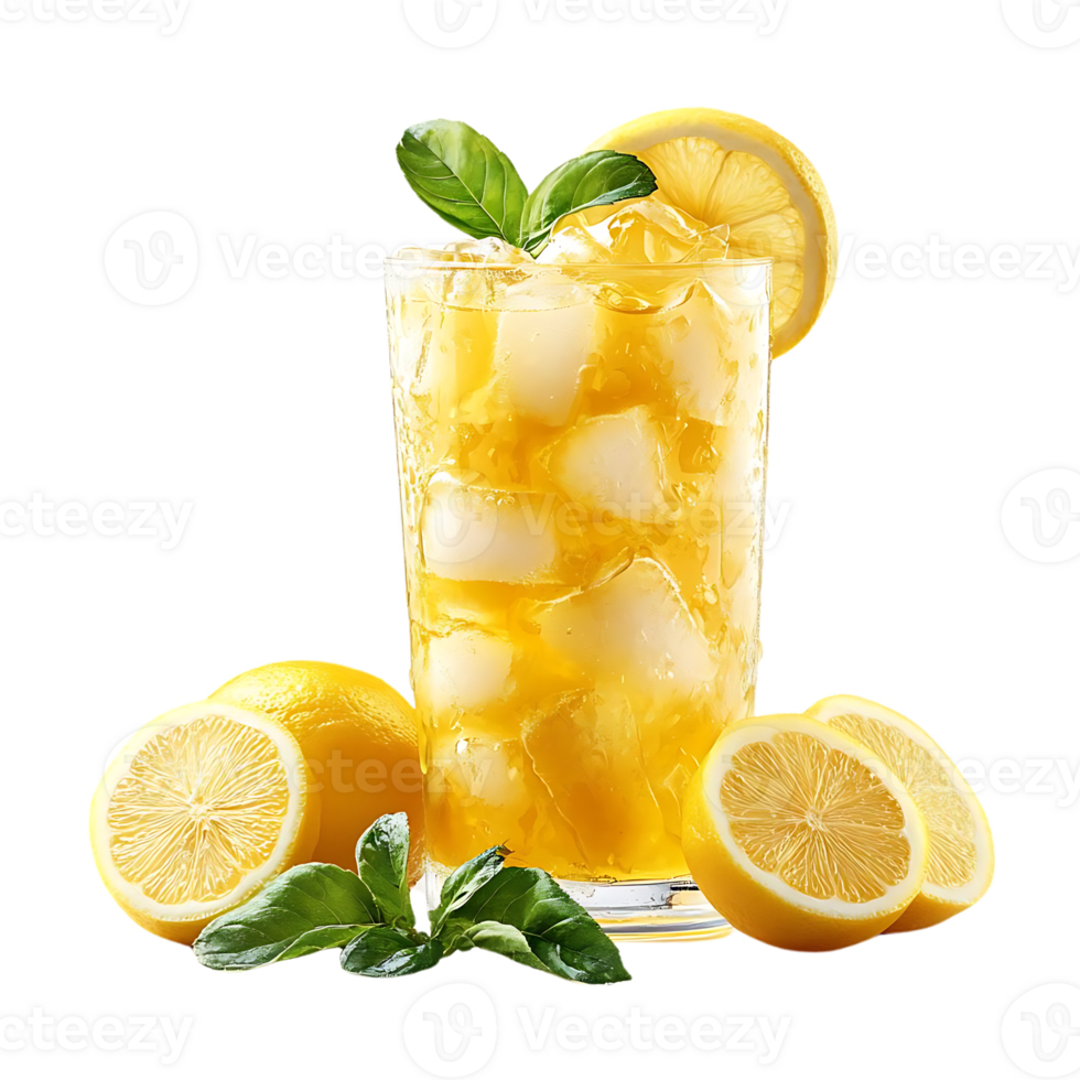 Refreshing Iced Tea with Lemon Slices and a Transparent Background png
