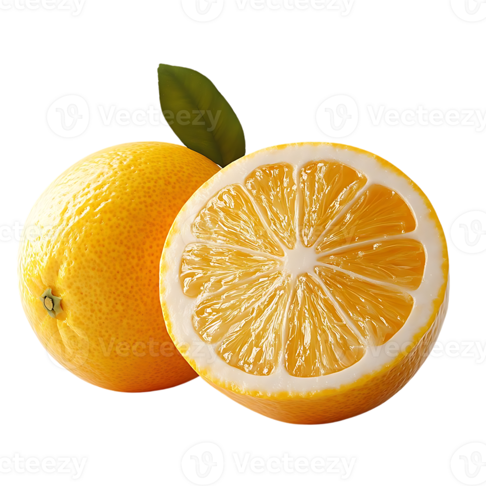 A Freshly Cut Lemon with a Transparent Background - Delicious and Juicy, Ready for a Refreshing Drink. png