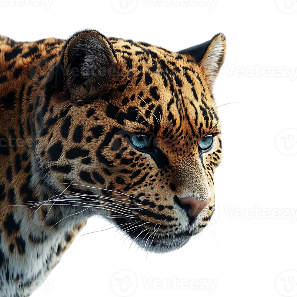 uma de leopardo olhar com uma transparente fundo, uma selvagem gato com azul olhos dentro a selva com uma transparente fundo png