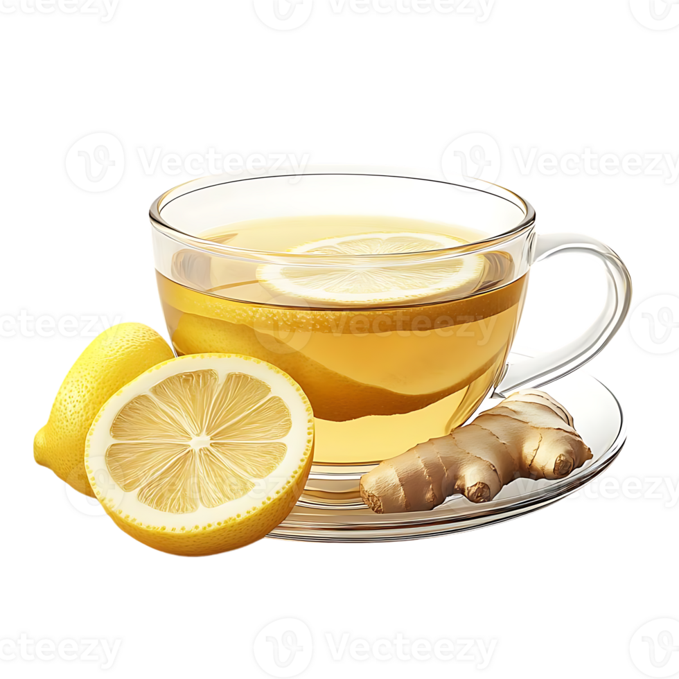 Refreshing Ginger Lemon Tea with Transparent Background png