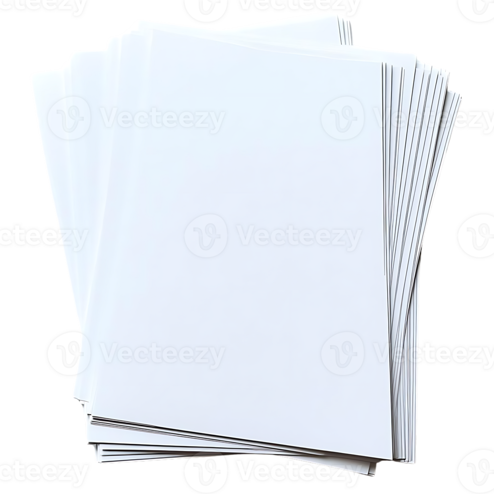 Stack of White Paper Sheets with Transparent Background, Perfect for Mockups and Designs png
