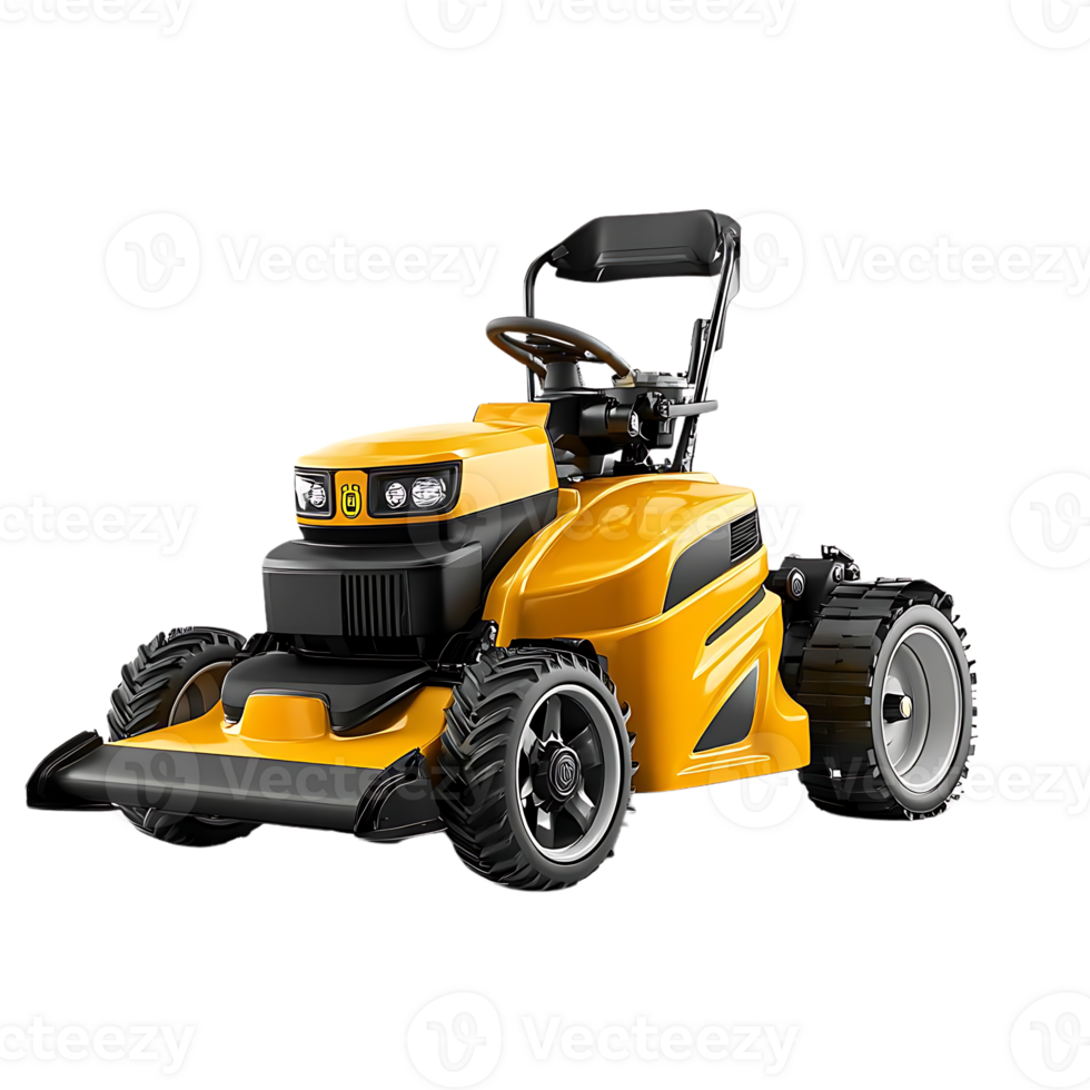 Powerful Lawn Mower with Transparent Background, Cutting Through Grass Effortlessly,  Ideal for Large Yards and Challenging Terrain. png