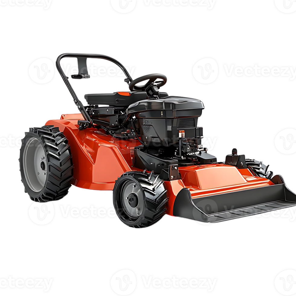 Powerful Red Lawn Mower with a Transparent Background, A Perfect Addition to Your Lawn Care Arsenal png