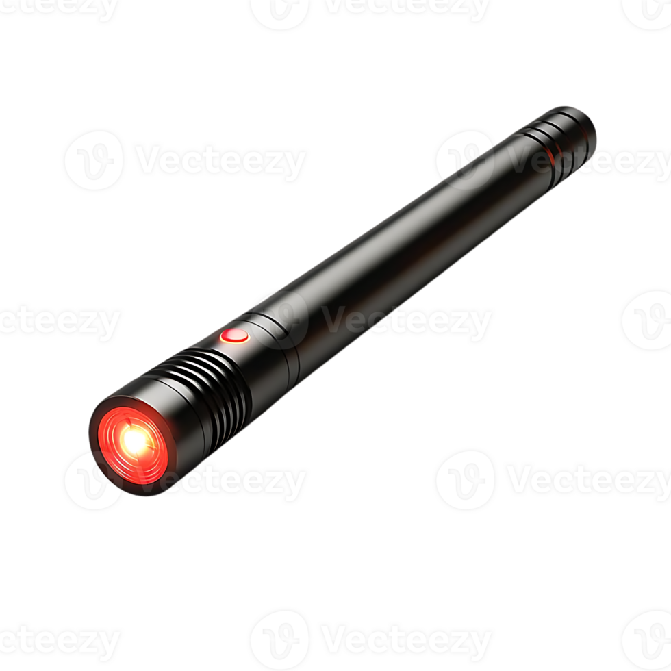Black Laser Pointer Emits Red Light Beam With Transparent Background png