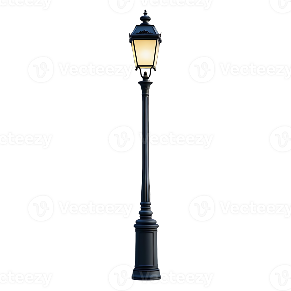 Illuminating the Night with a Classic Black Street Lamp on a Transparent Background png