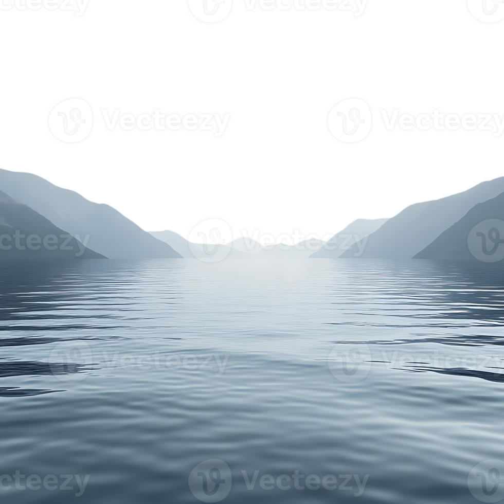Tranquil Mountains Reflecting in a Serene Lake with a Transparent Background png