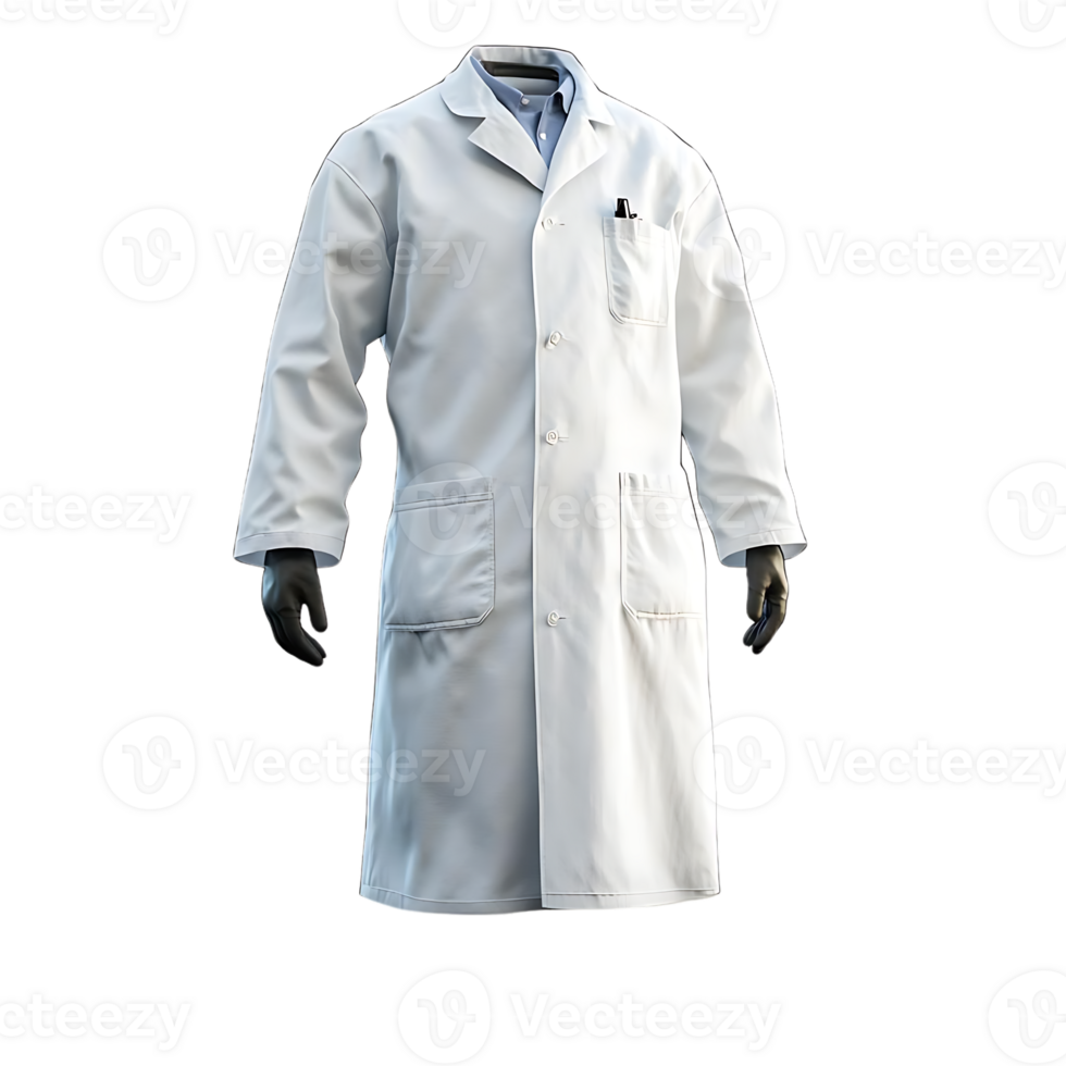 White Lab Coat with Transparent Background - Perfect for Mockups and Designs png
