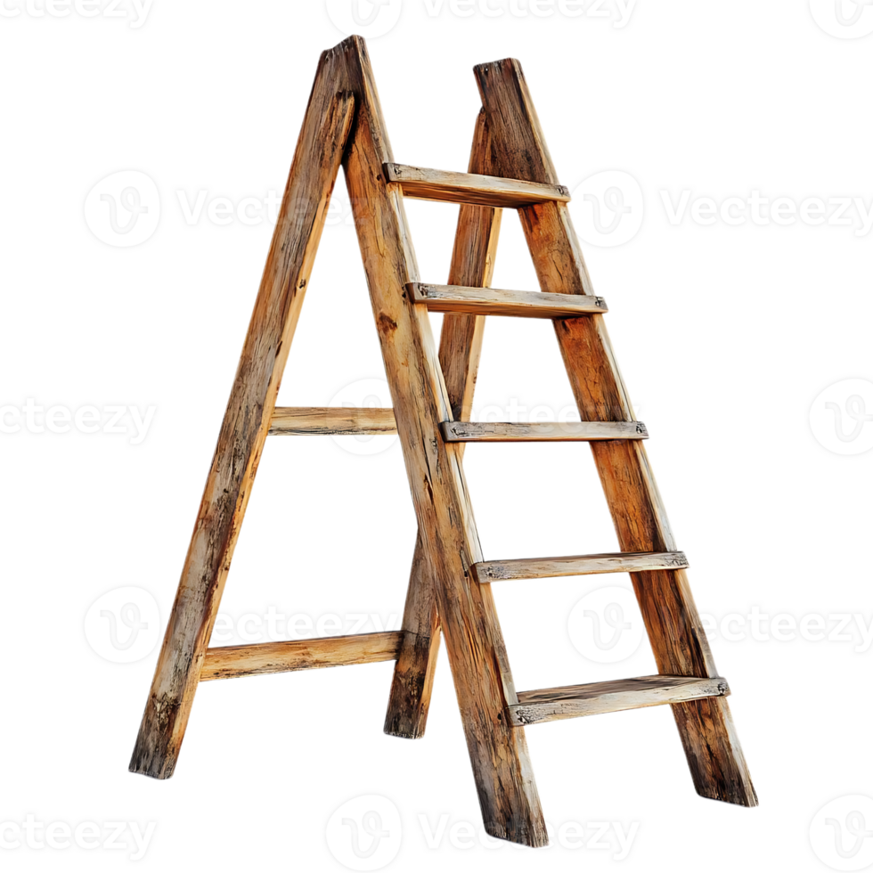 Wooden Ladder with a Transparent Background, Isolated and Ready for Your Design Projects png