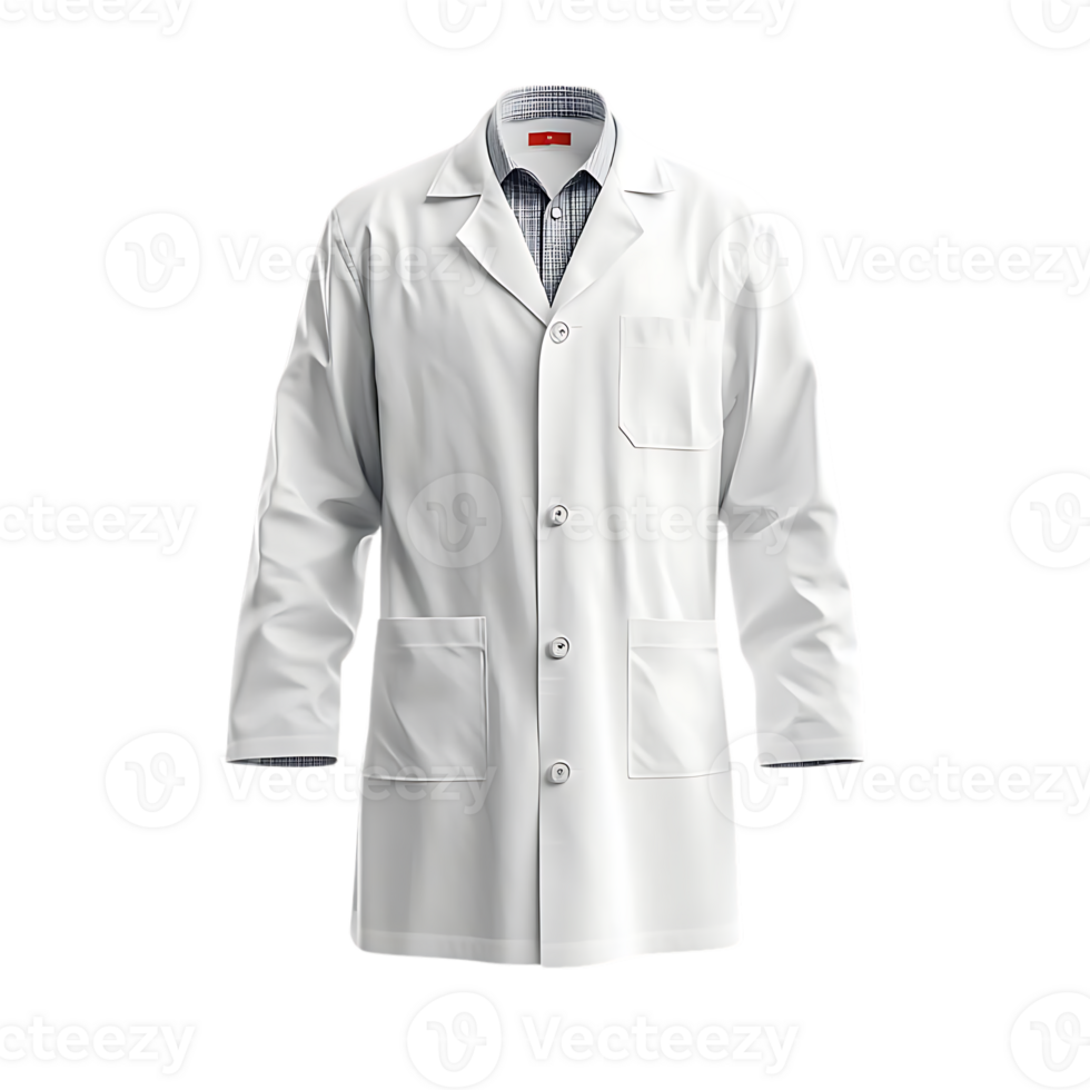 White Lab Coat with Transparent Background, Perfect for Mockups and Designs png