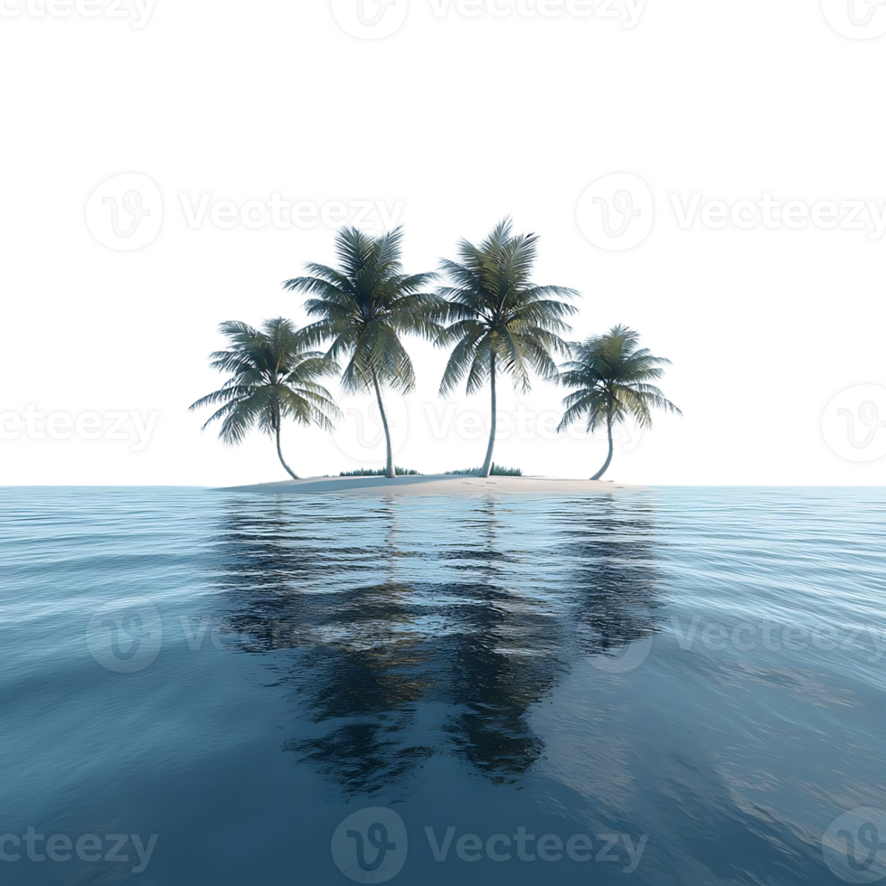 Palm Trees Reflecting on a Tranquil Ocean with a Transparent Background png