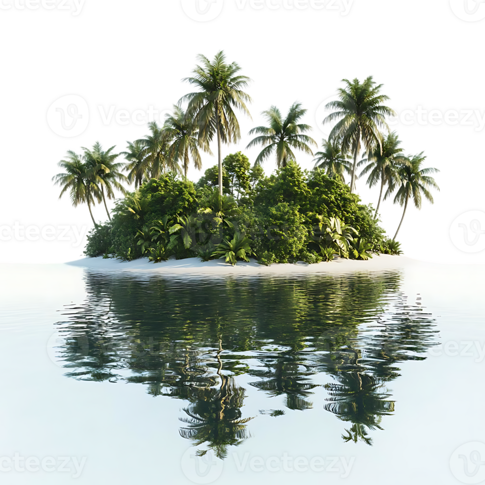 Tropical Island Paradise with Lush Palm Trees and Transparent Background png