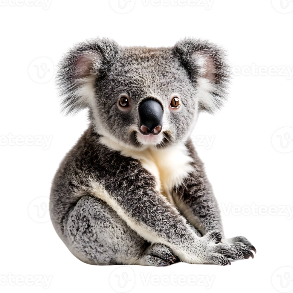 Adorable Koala Bear Sitting with a Transparent Background, Cute Wildlife Animal Image for Free Download png