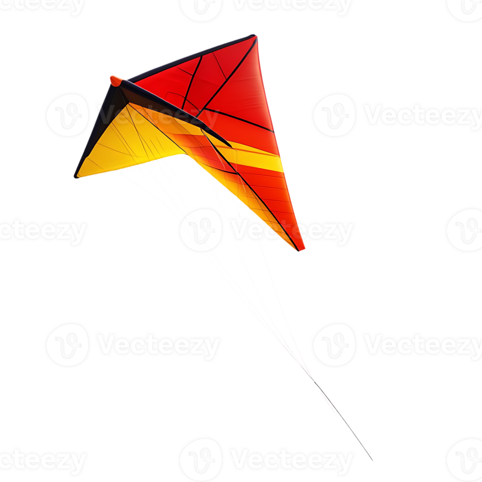 Red and Yellow Kite Flying High Against a Transparent Background png