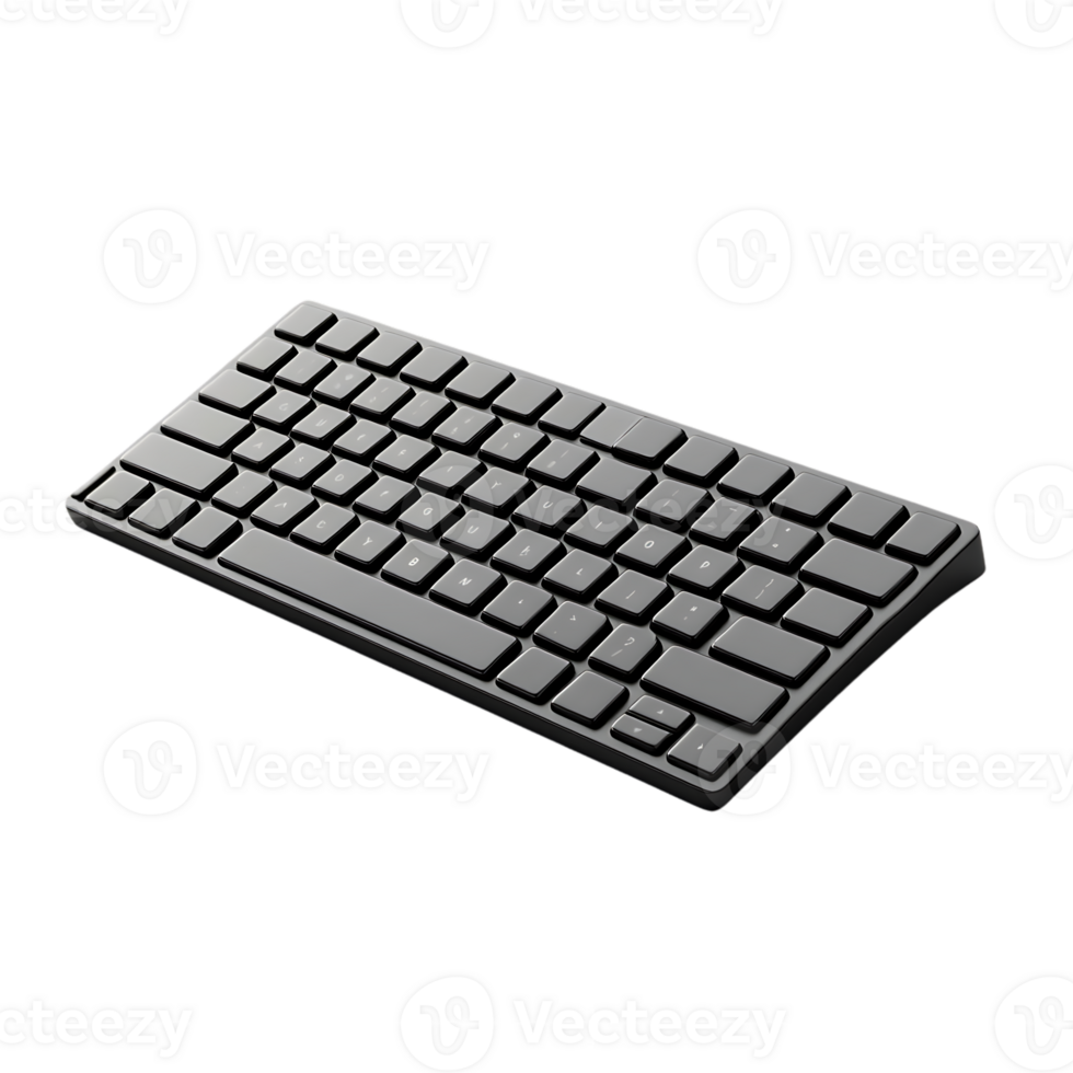 Sleek Black Wireless Keyboard with Transparent Background for Minimalist Desk Setup png
