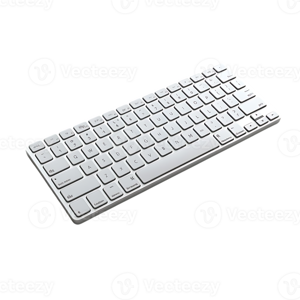 White Wireless Keyboard with Transparent Background -  Modern Design, Compact Size, and Comfortable Typing Experience png