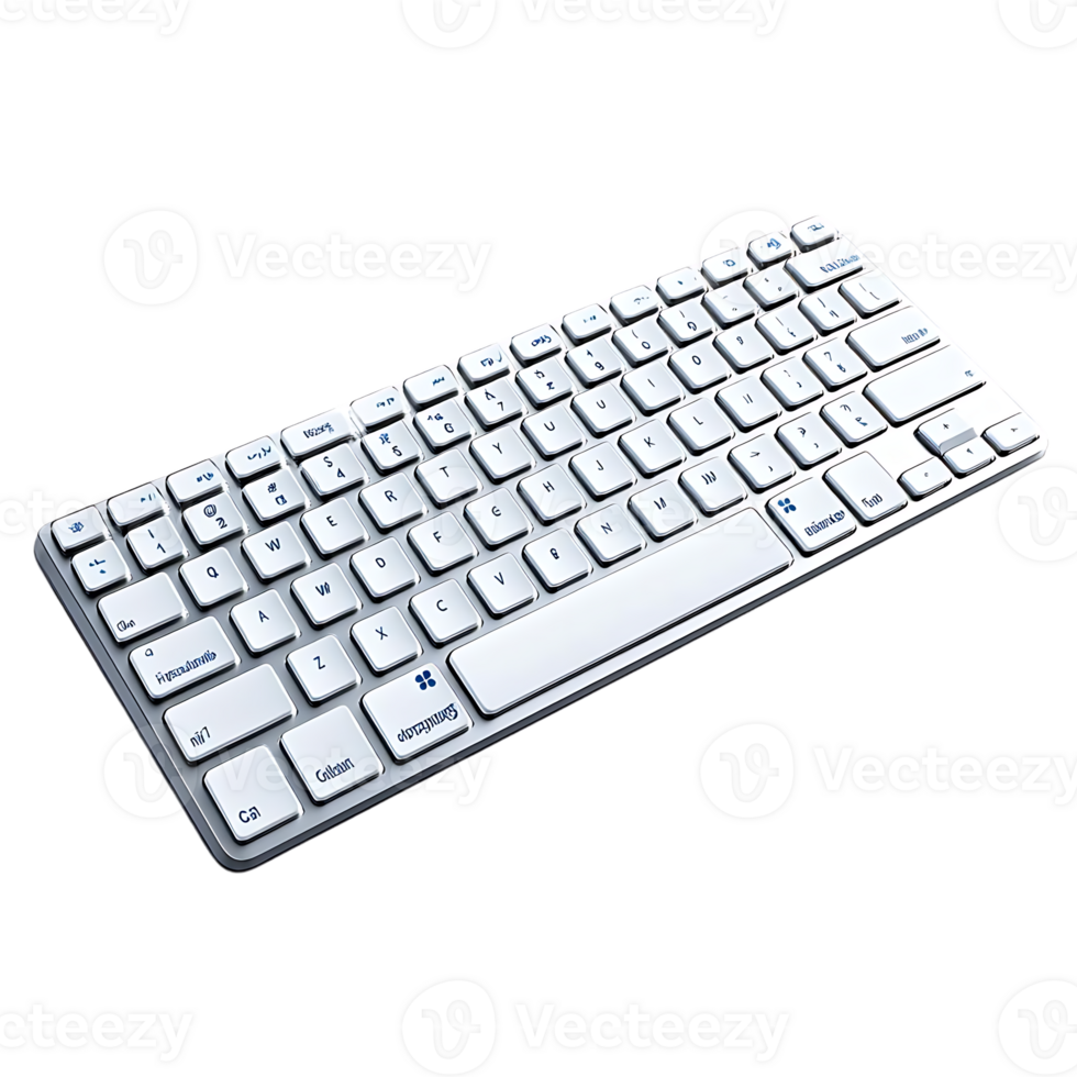 Wireless Keyboard with Transparent Background, Compact Design, Silent Keys, Bluetooth Connectivity, and White Color png