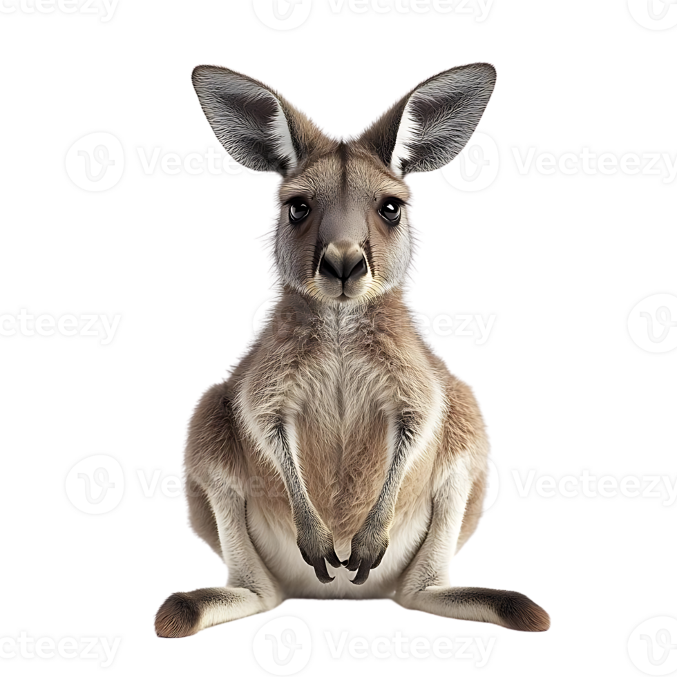 Cute Kangaroo Sitting with Transparent Background, Adorable Australian Animal, Wildlife Image png
