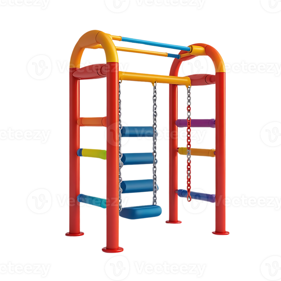Colorful Playground Swing Set with Ladder and Transparent Background png