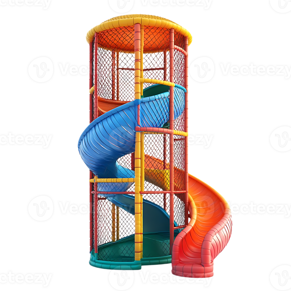 Colorful Spiral Slide Tower with Transparent Background for Fun and Excitement png