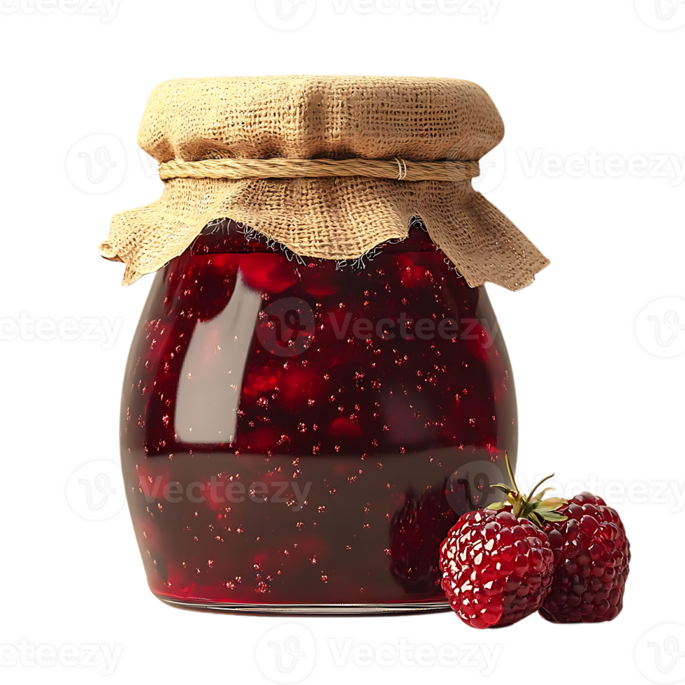 Homemade Raspberry Jam in a Glass Jar with a Burlap Lid, Perfect for a  Transparent Background png