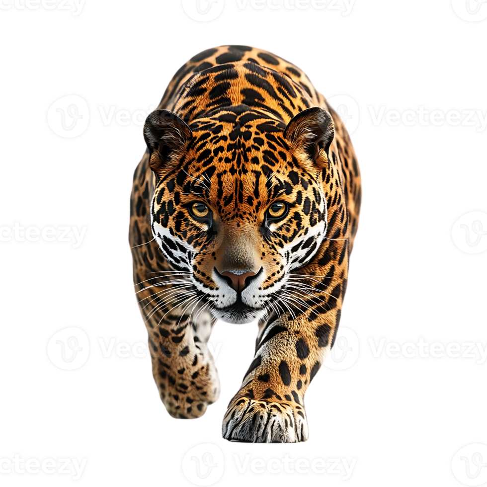 Jaguar Walking Towards Camera with a Transparent Background png