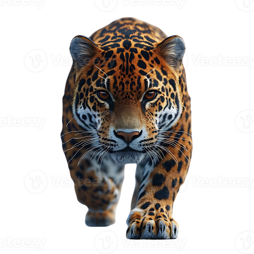 The Jaguar Stalks Forward With a Fierce Gaze, Transparent Background png
