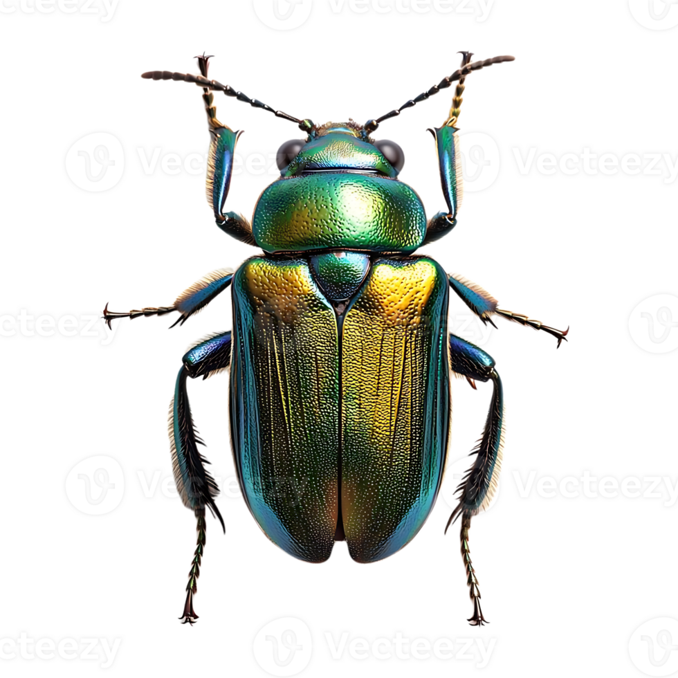 A Vibrant Green and Gold Beetle on a Transparent Background png