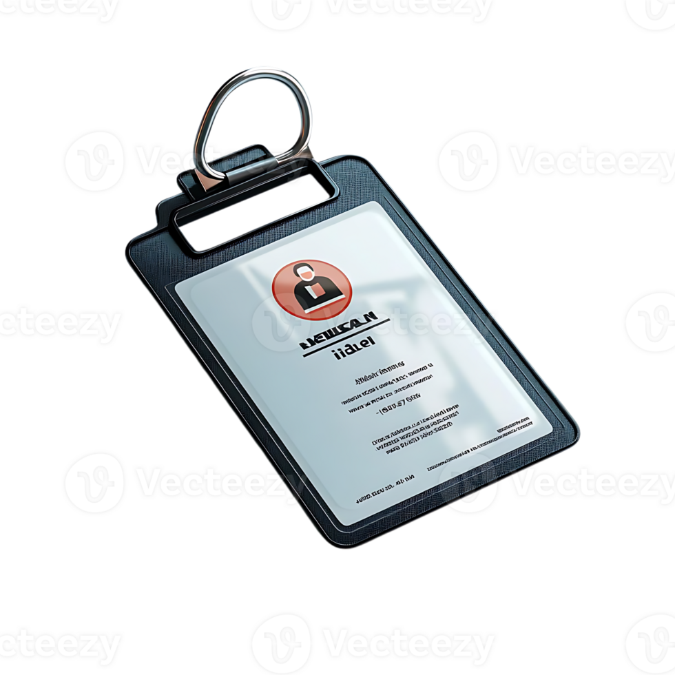 Transparent Background ID Card Mockup, Realistic 3D Design with Ring,  Perfect for Branding and Identity png