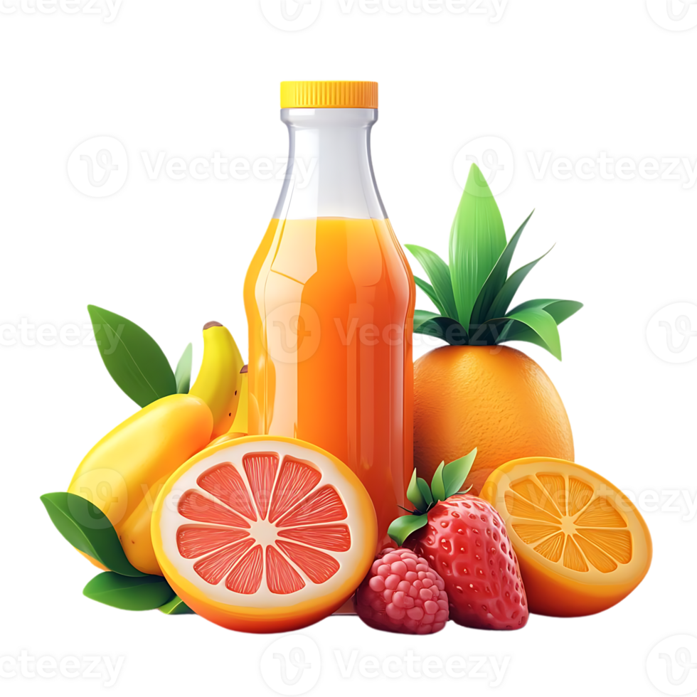 Refreshing Fruit Juice with a Transparent Background, A Delicious Blend of Oranges, Grapefruit, Strawberries, and Raspberries png