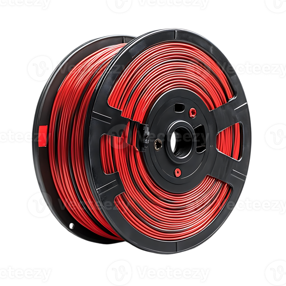 Red Wire Spool with Transparent Background - High Quality Image for Design Projects png