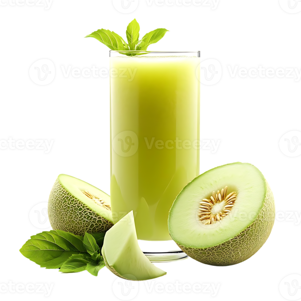 Refreshing Melon Juice with Mint, Perfect for Summer, Transparent Background png